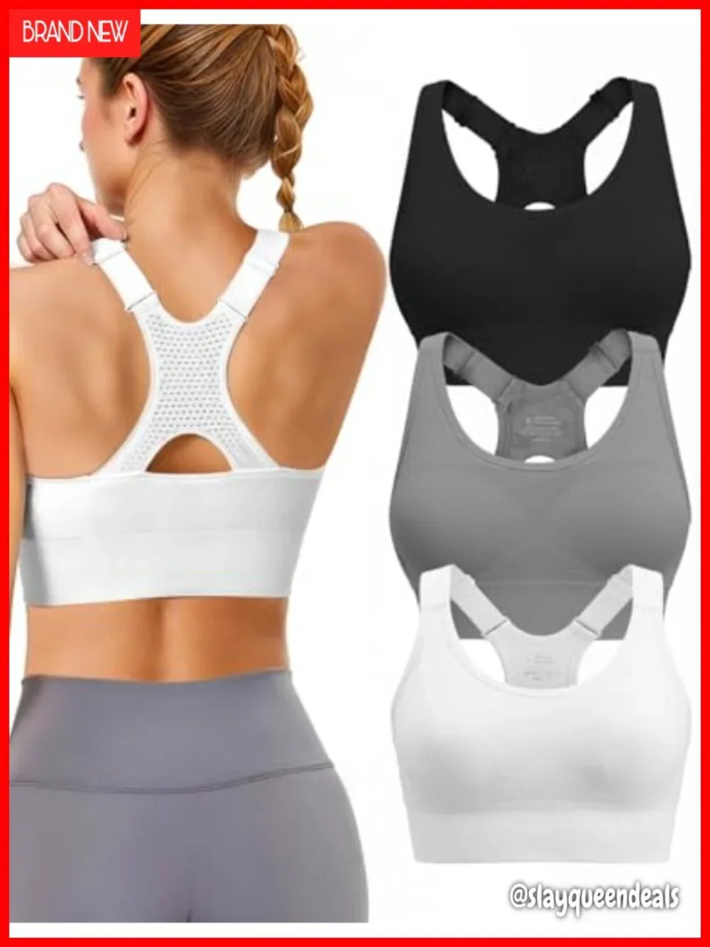 Adjustable High Support Sports Bra Padded Racerback for Women